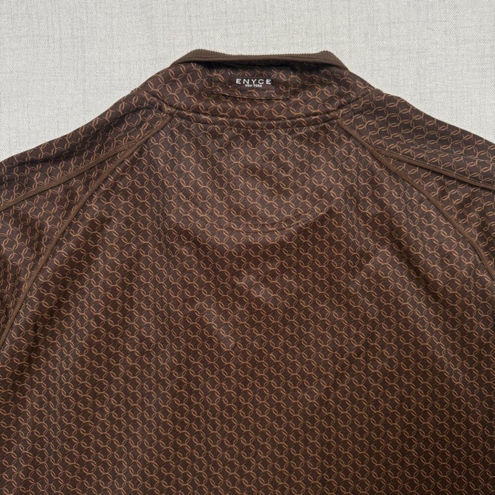 ENYCE Zip Track Jacket Brown Monogram Logo Full Zip Retro Style Size XXL - Picture 3 of 16